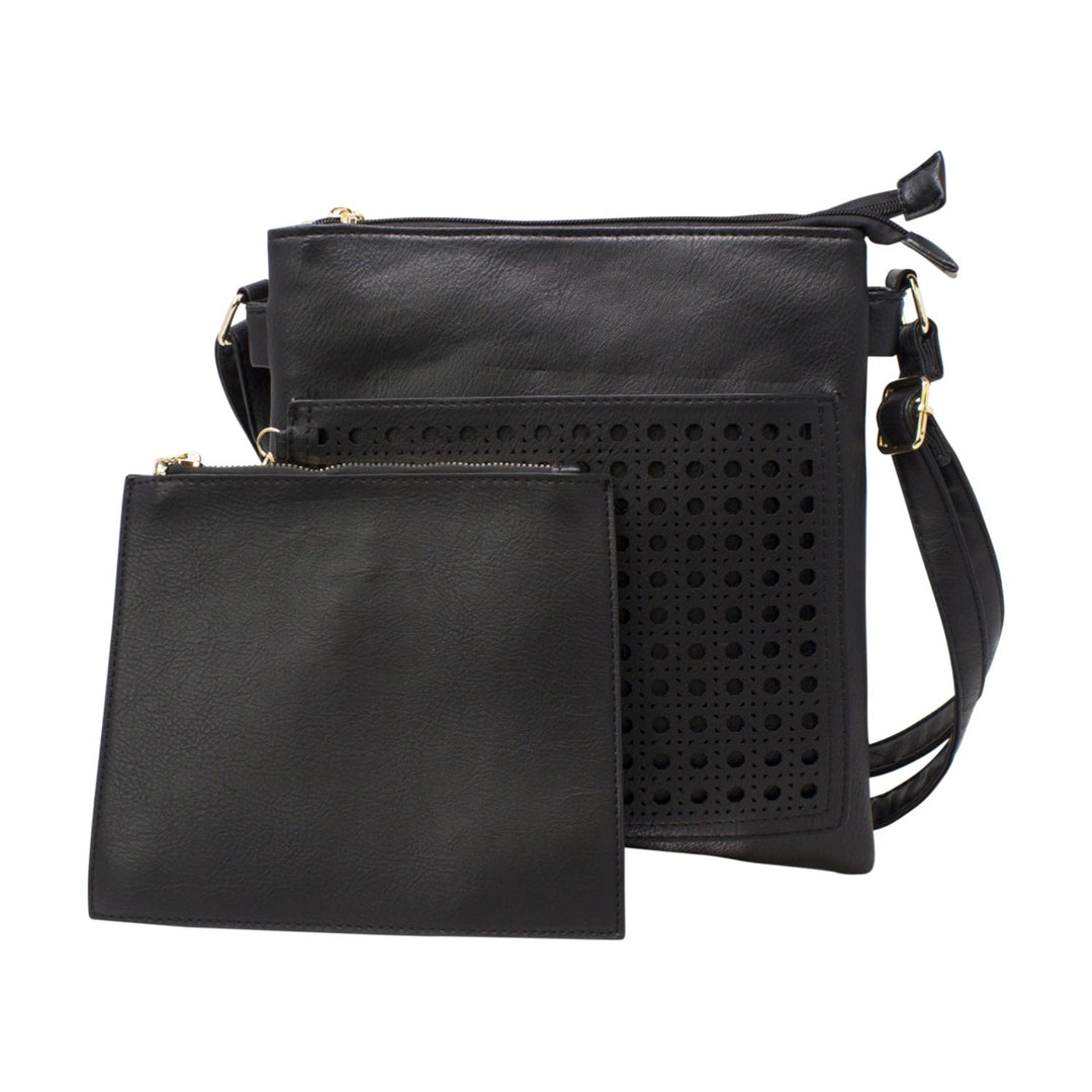 Hollowed Cut Crossbody with Chained Pouch