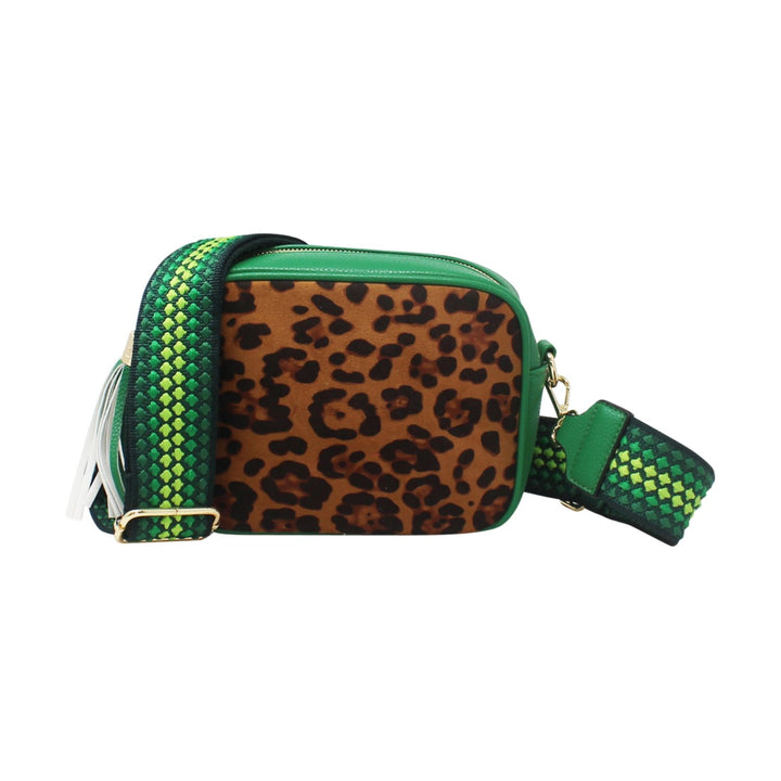 Leopard Print Crossbody Bag with Canvas Strap