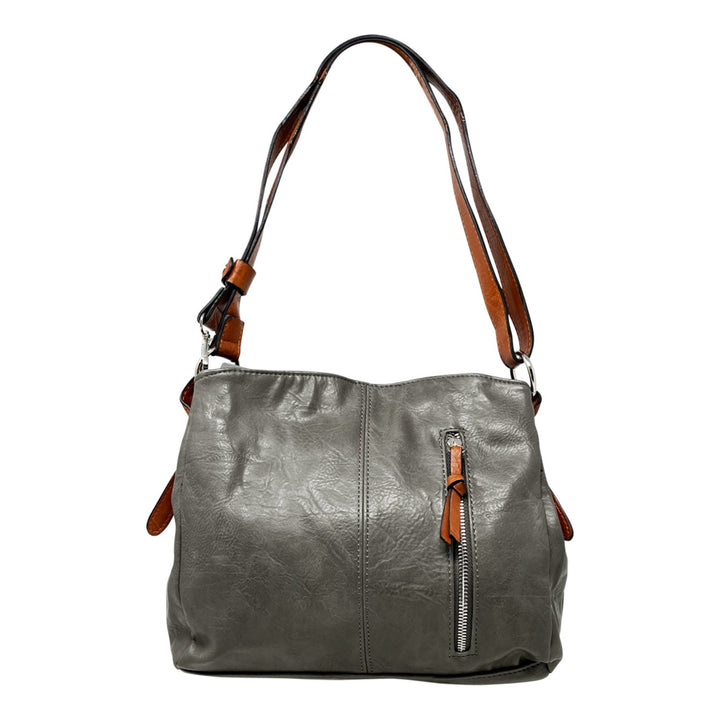 Due-Compartments Zipped Shoulder/Crossbody Bag