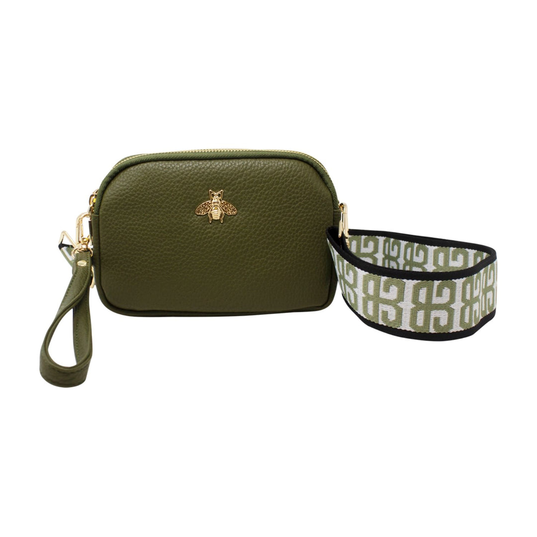 Tri-Zip Bee Camera Bag with Patterned Strap