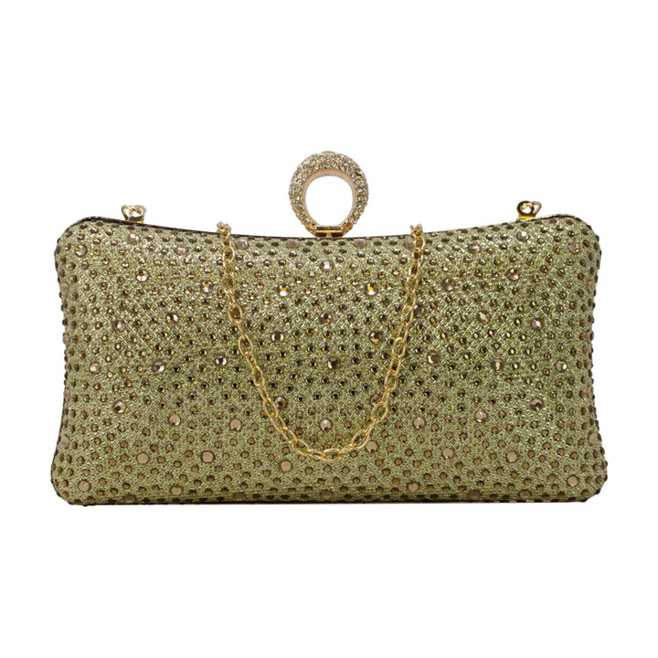 Long Diamante Clutch with Ring Top Clasp