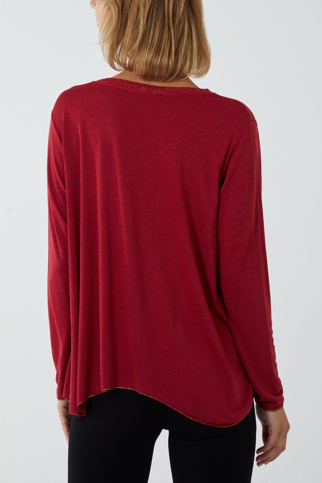 Ribbed V-Neck Oversized Raw Edge Jumper