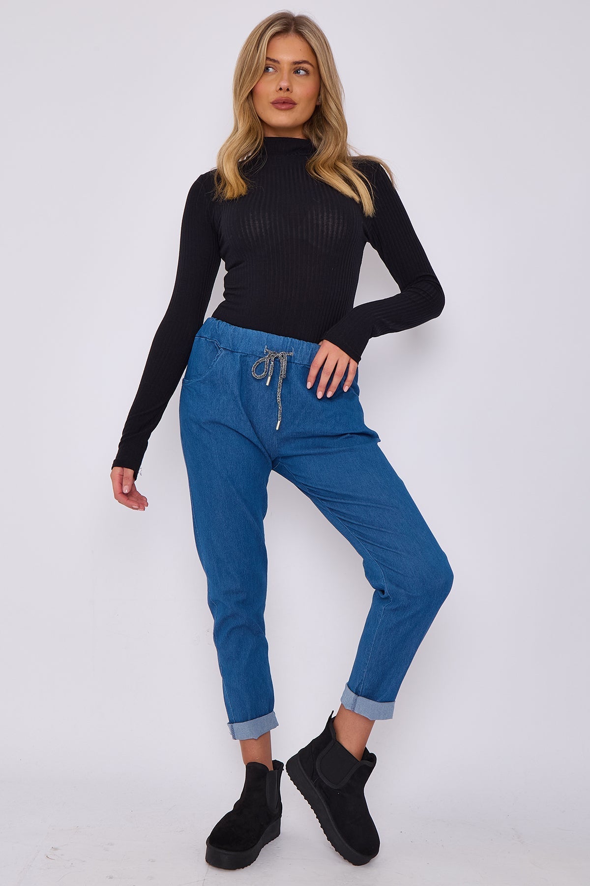 Italian-Style Denim Stretch Magic Trousers