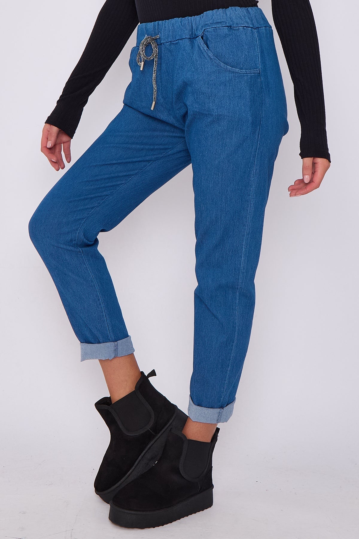 Italian-Style Denim Stretch Magic Trousers