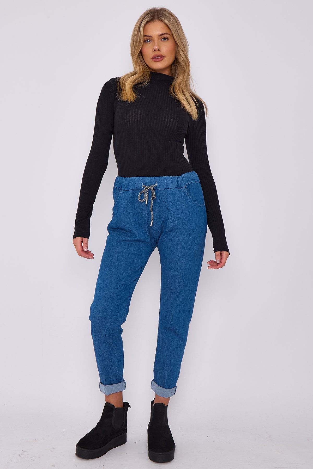 Italian-Style Denim Stretch Magic Trousers