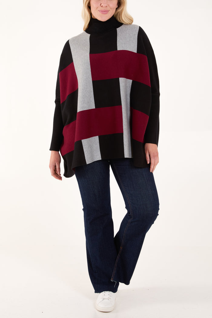 Large Check Roll Neck Jumper