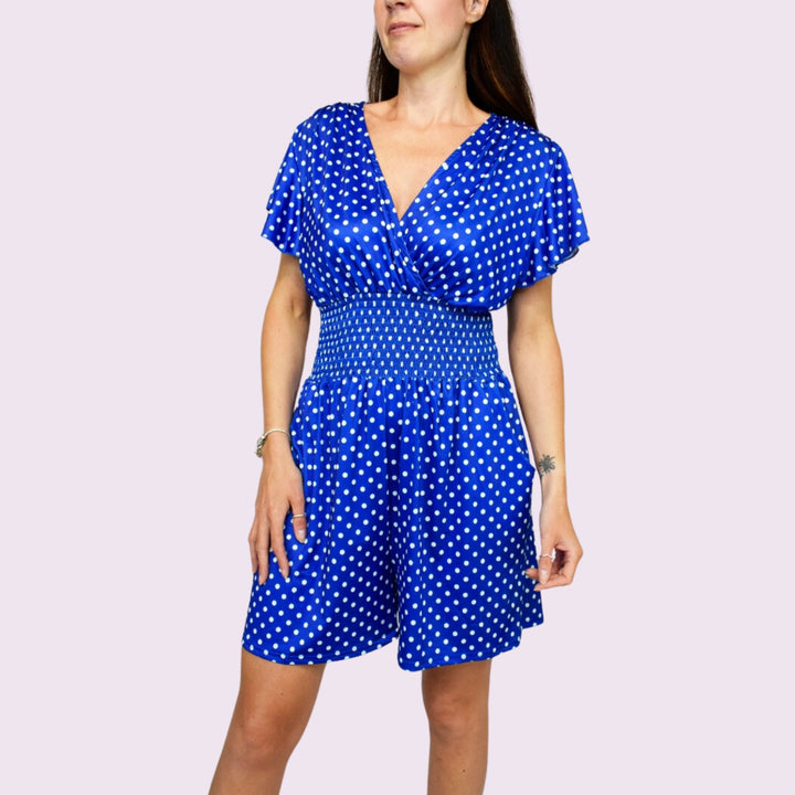 Spot Print Elasticated Frill Sleeve Playsuit