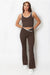 Contrast Sculpt Vest Top And Flared Gym Set