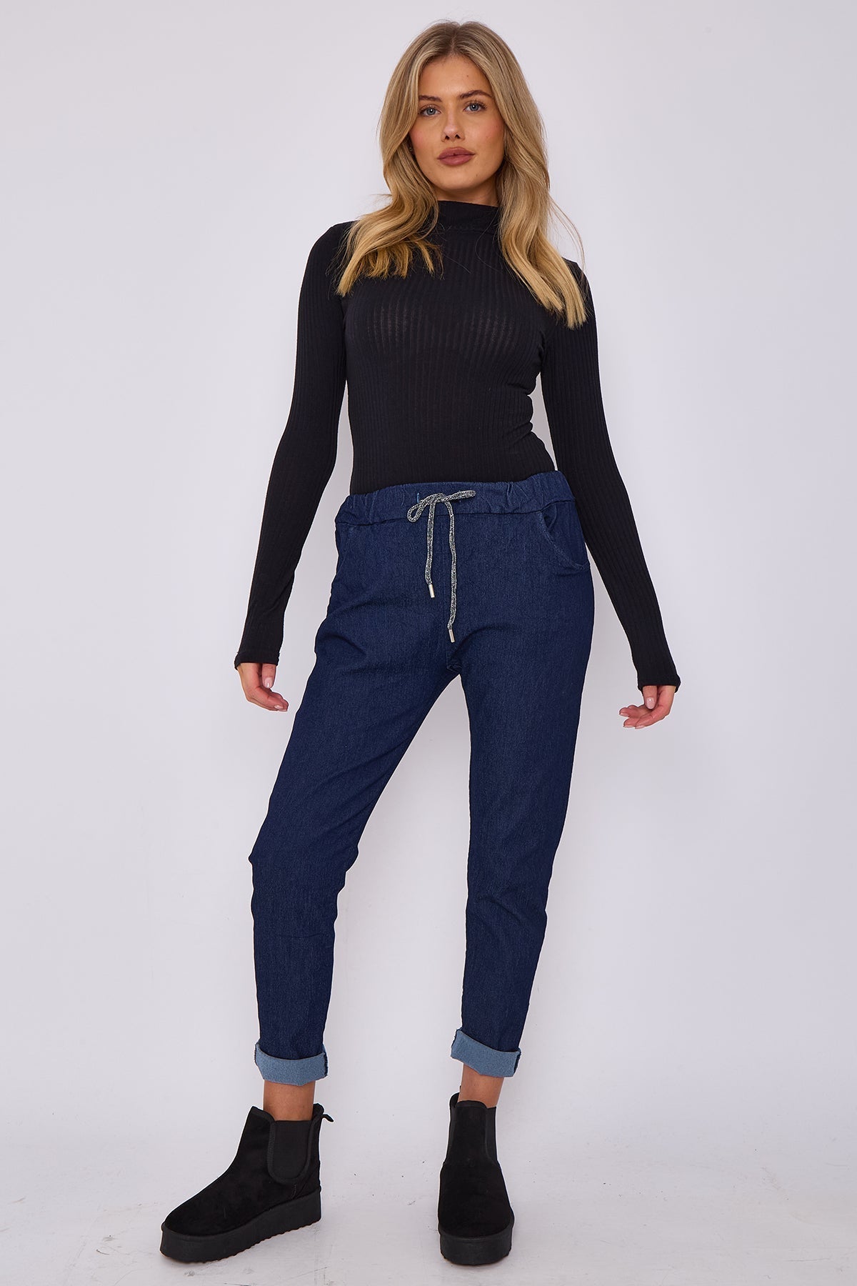 Italian-Style Denim Stretch Magic Trousers