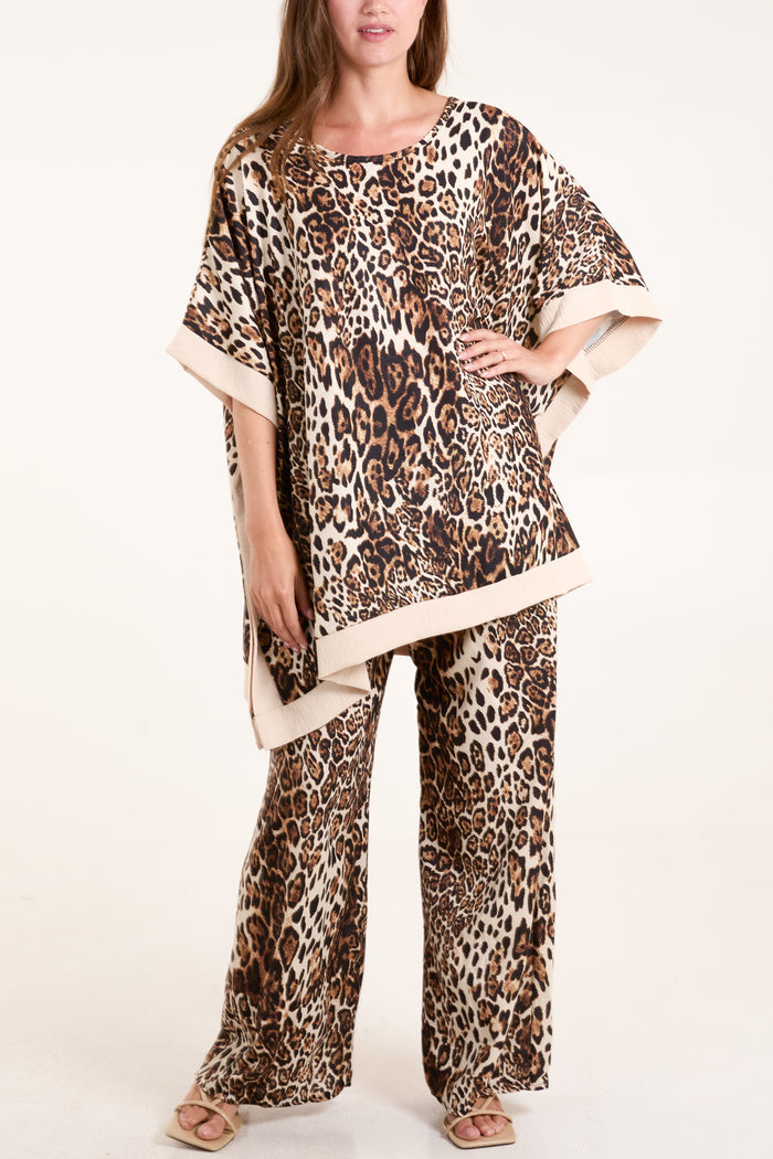 Leopard Wide Leg Trousers