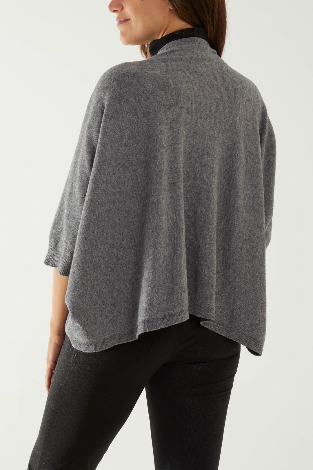 Fine Knit 3/4 Batwing Cardigan