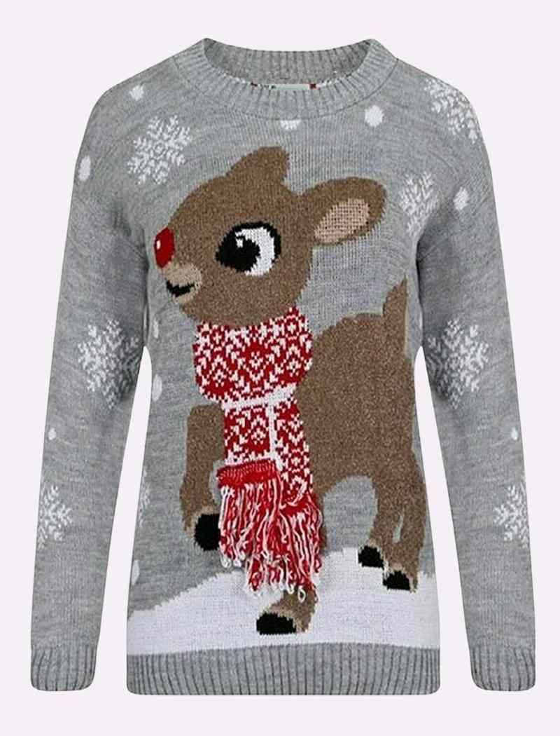 3D Scarf Reindeer Christmas Jumper