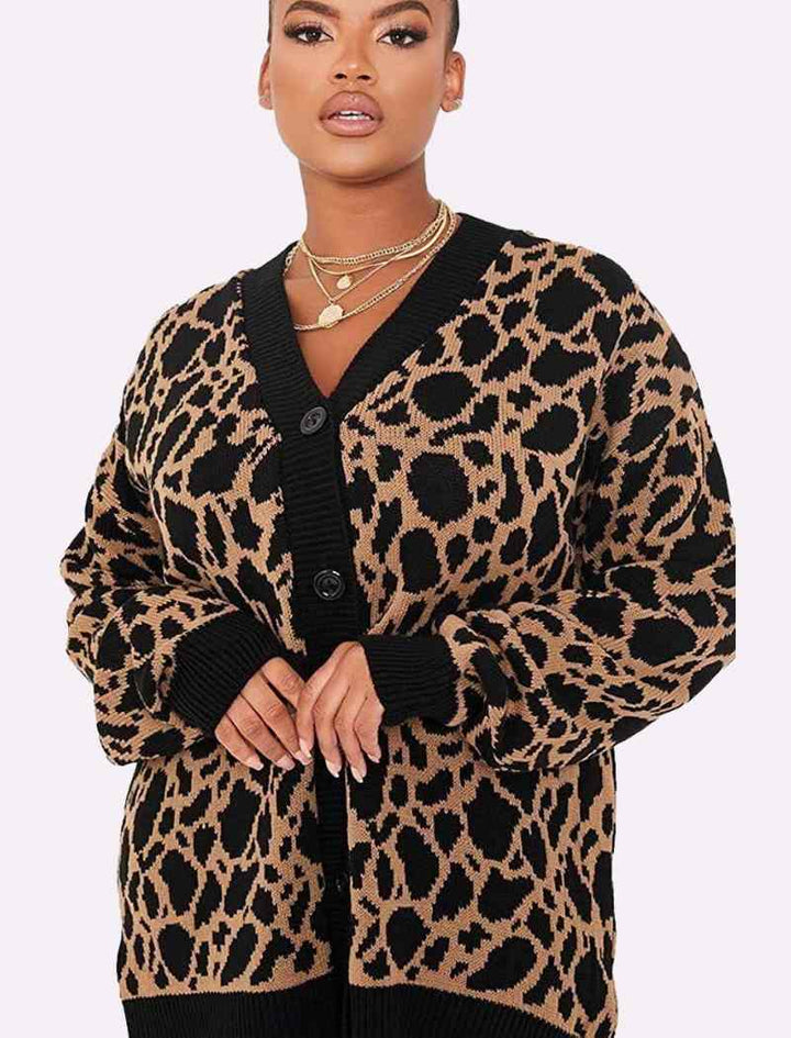 5 Button Leopard Cardigan