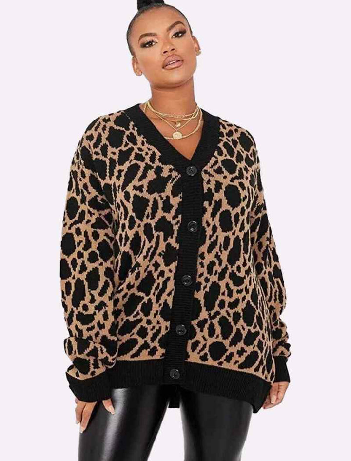 5 Button Leopard Cardigan