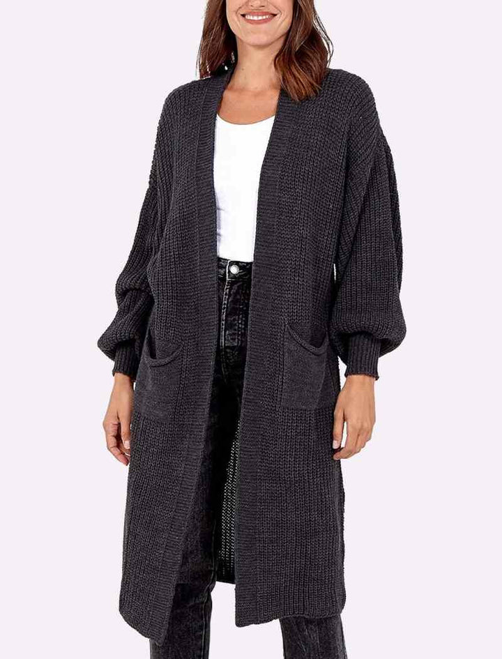 Balloon Sleeve Long-Length Cardigan