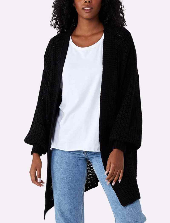 Balloon Sleeve Mid-Length Cardigan