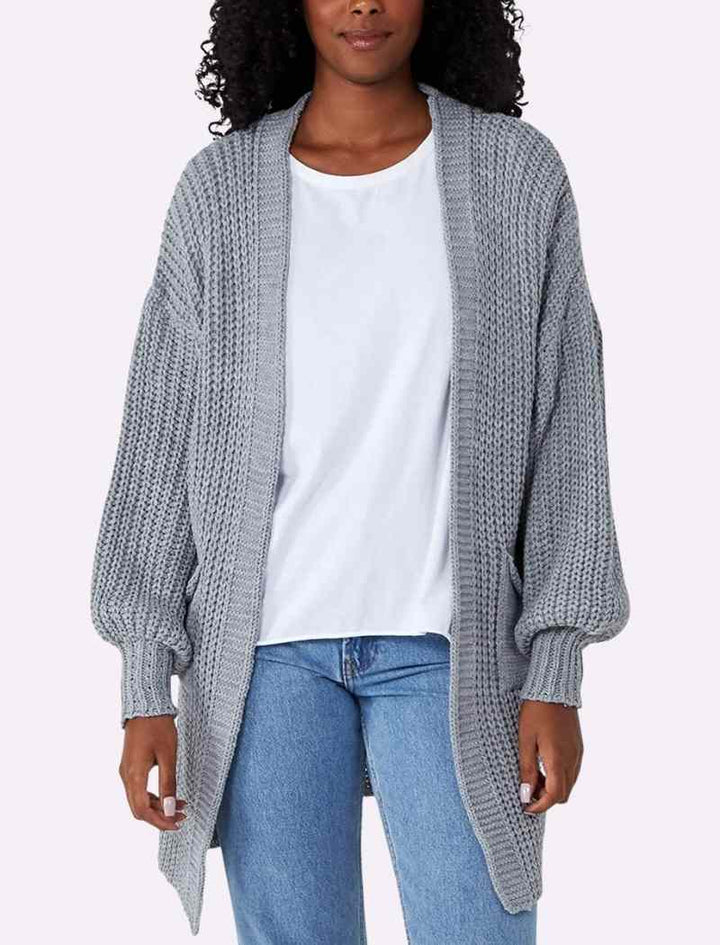 Balloon Sleeve Mid-Length Cardigan