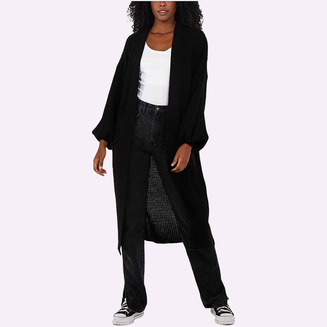 Balloon Sleeve Long-Length Cardigan