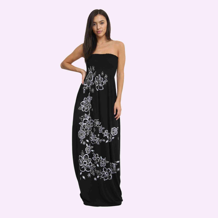 Chunky Flower Print Sheering Maxi