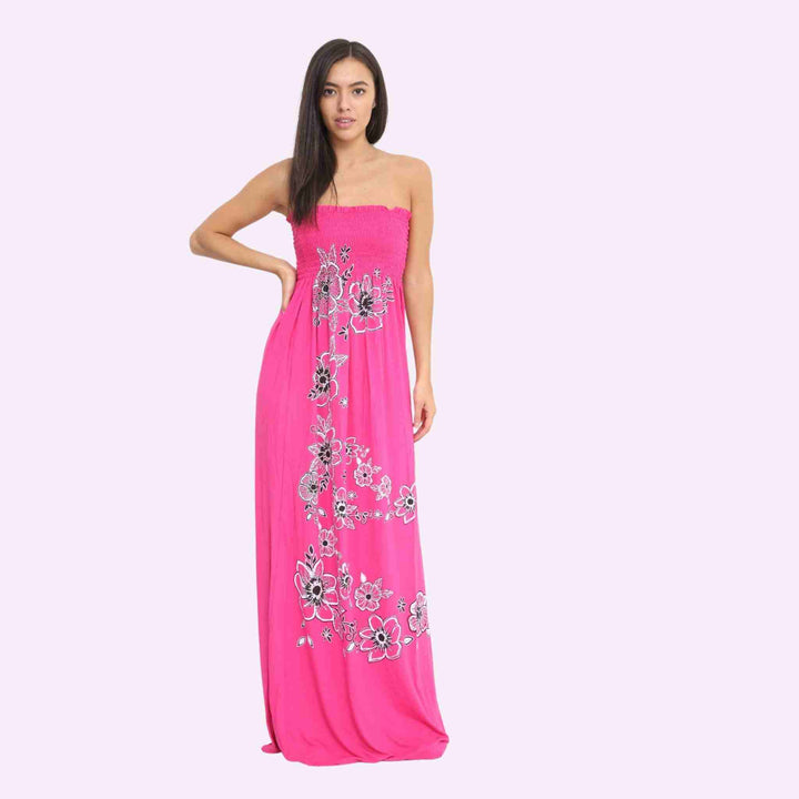 Chunky Flower Print Sheering Maxi