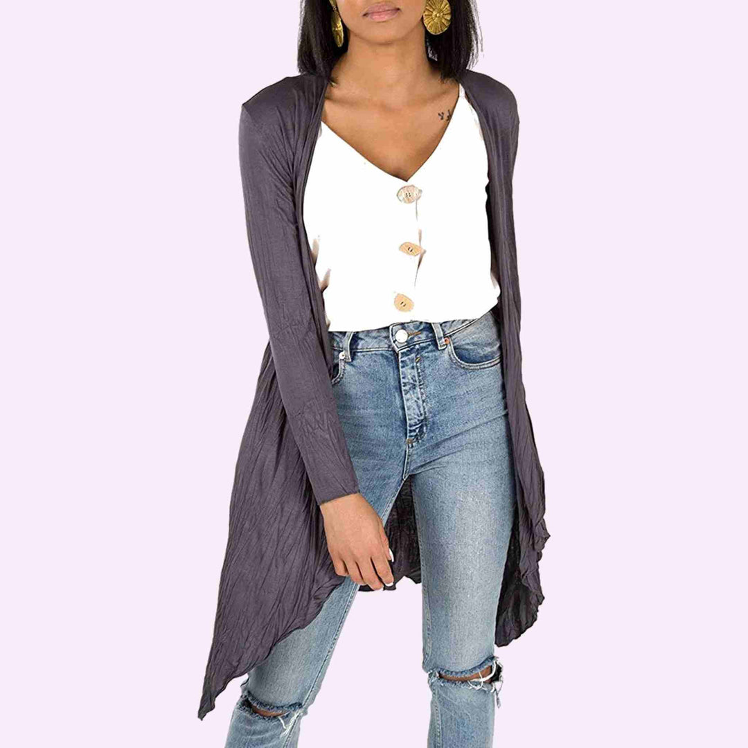 Long Sleeve Waterfall Open Front  Cardigan