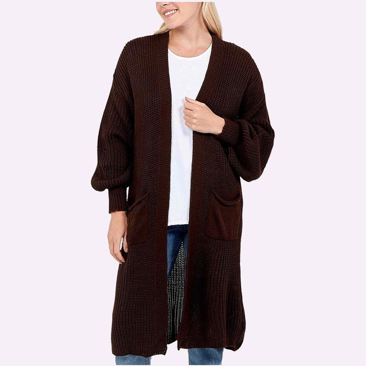 Balloon Sleeve Long-Length Cardigan