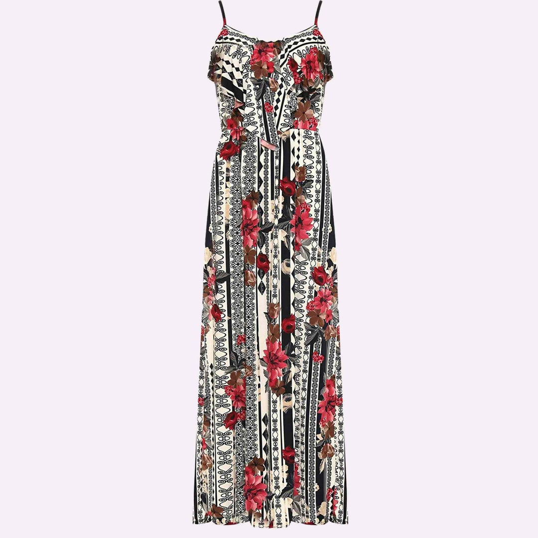 Floral Print Strappy Sleeveless Maxi