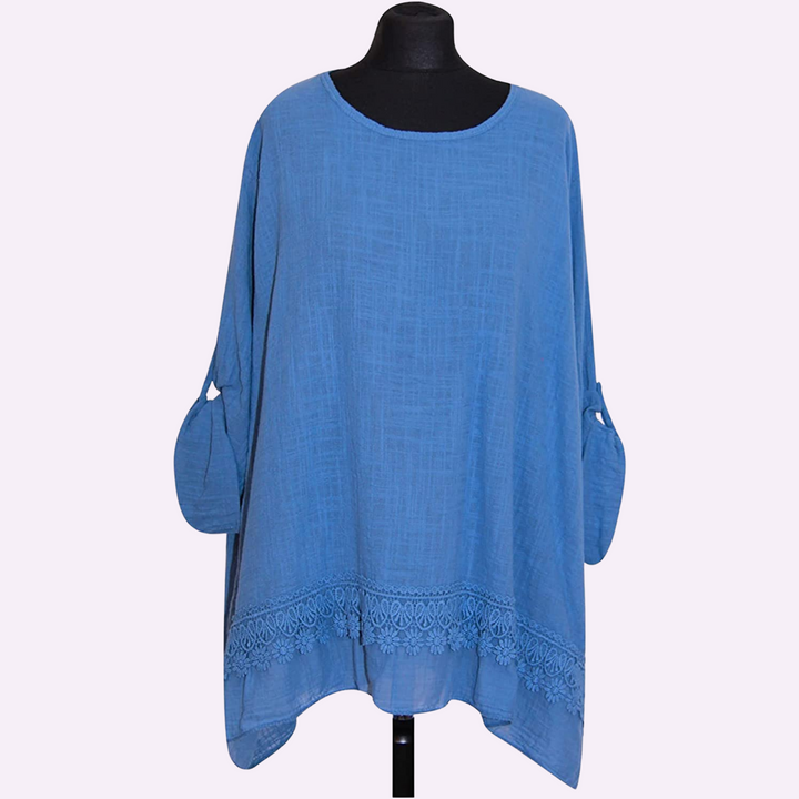 Italian Lace Crochet Button Up Sleeve Top