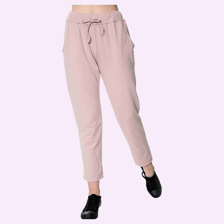 Elastic Waist Active Yoga Plain Jogging Pants