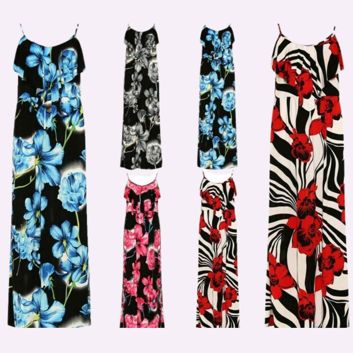 Floral Print Strappy Sleeveless Maxi