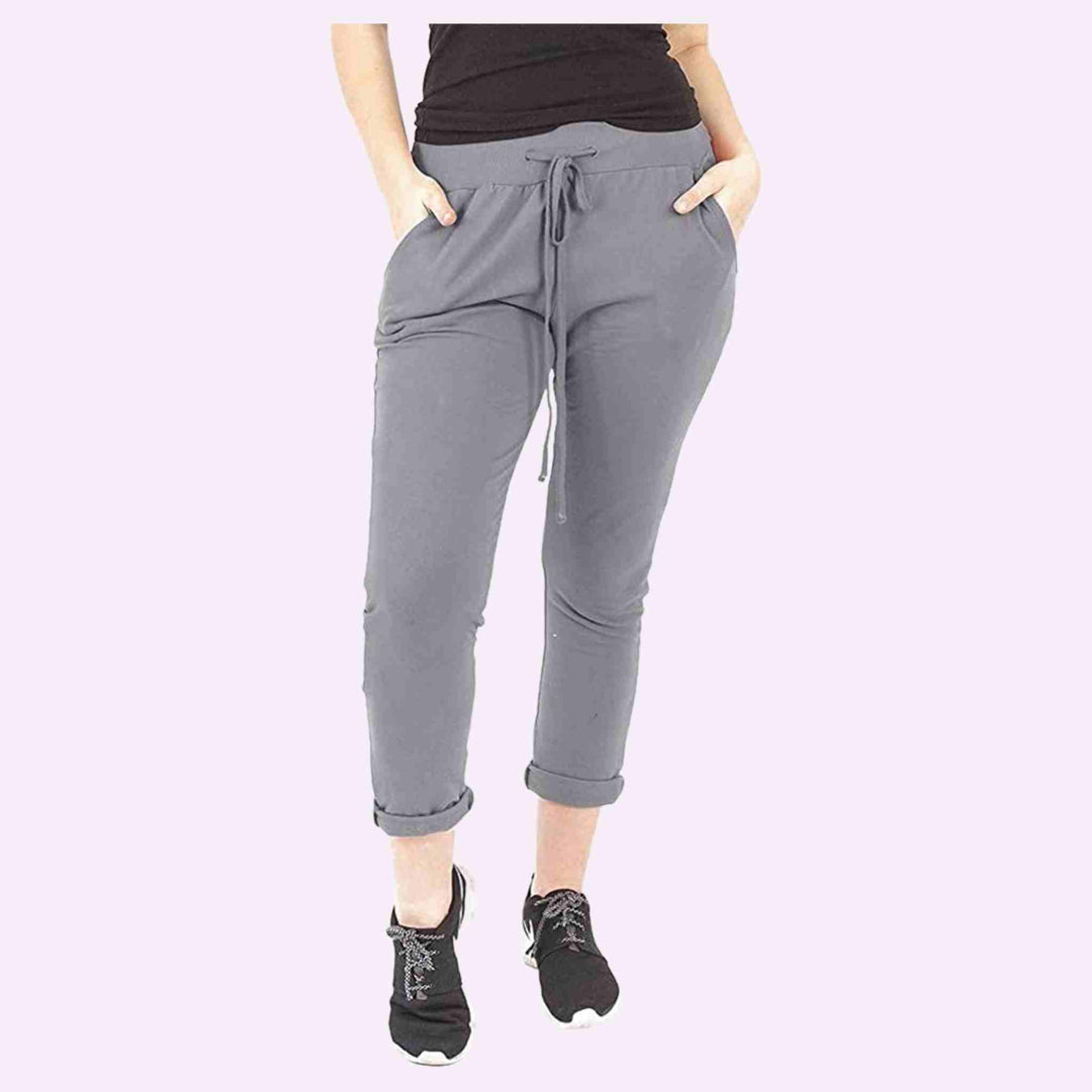 Elastic Waist Active Yoga Plain Jogging Pants