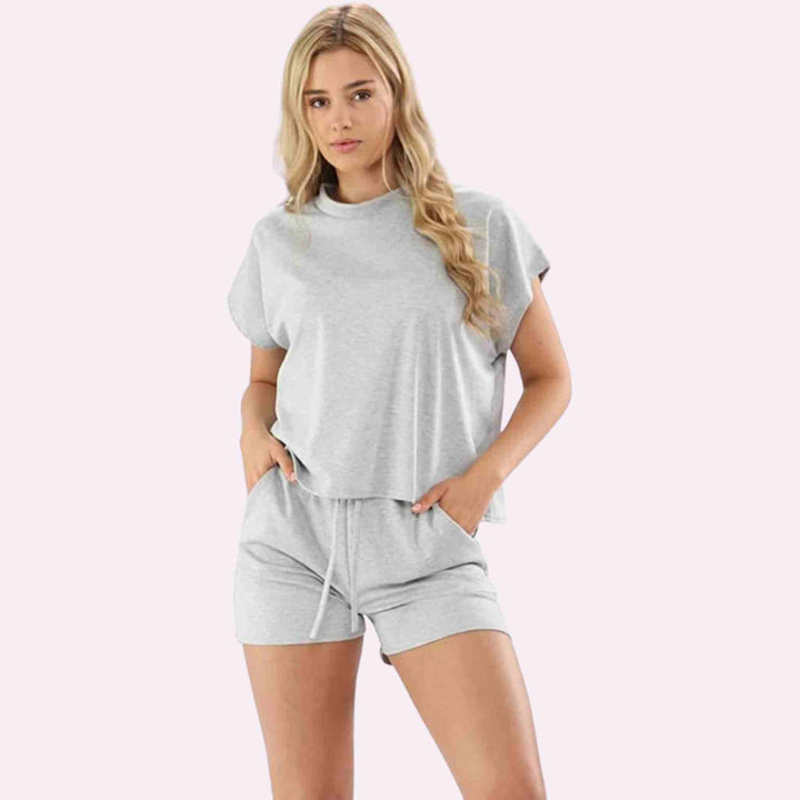 Short Sleeve Loungewear 2 Pc Top Bottoms Suit Set