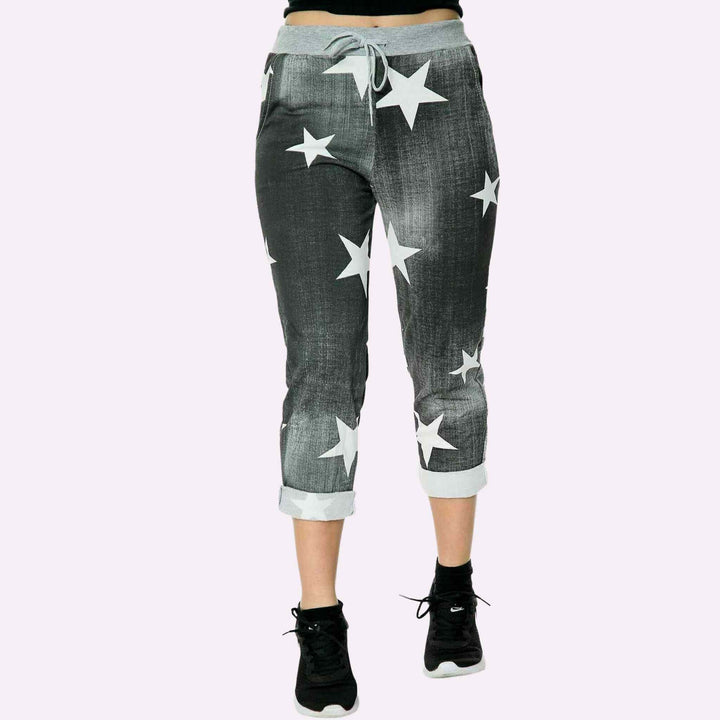 Italian Elastic Waist Printed Joggers