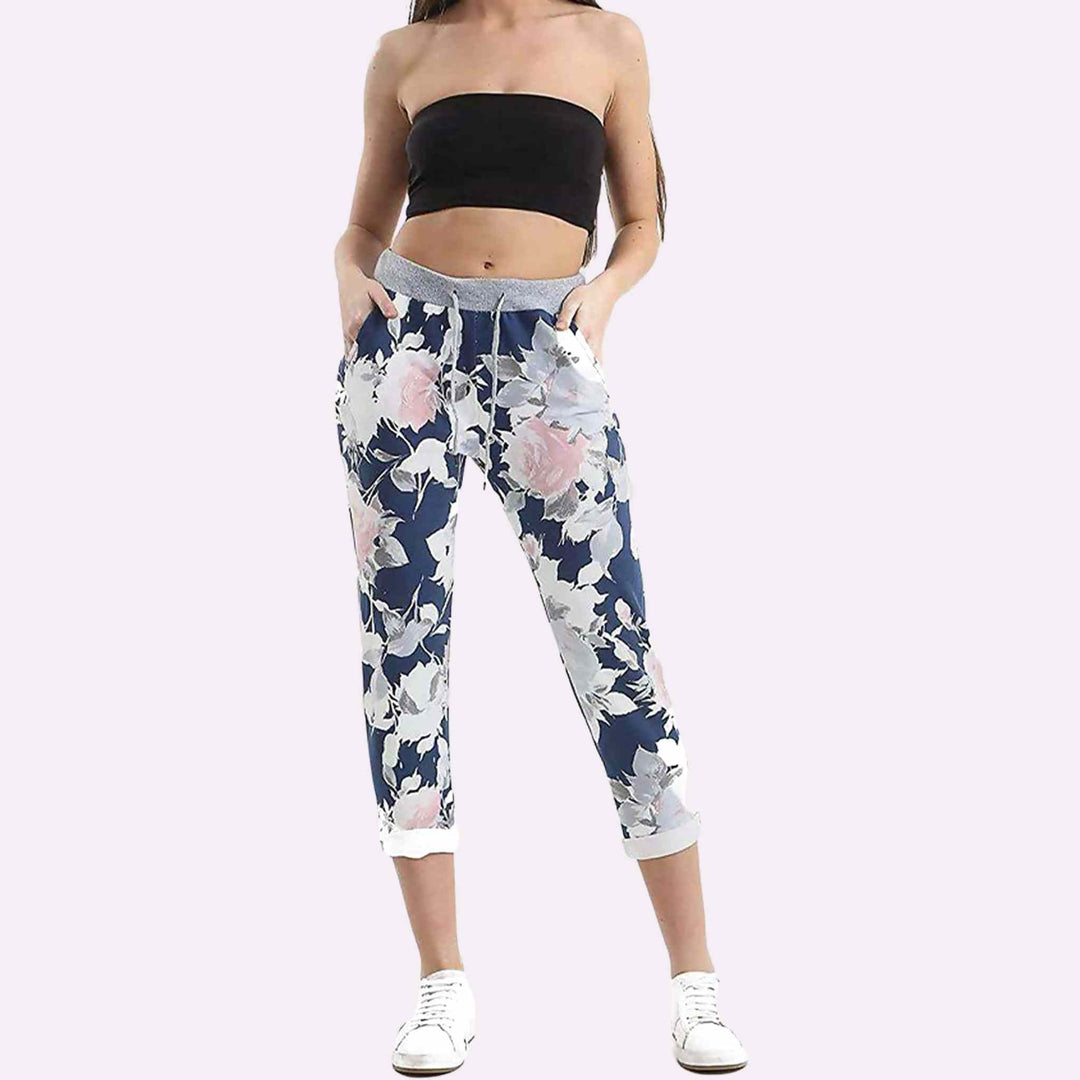 Italian Elastic Waist Printed Joggers