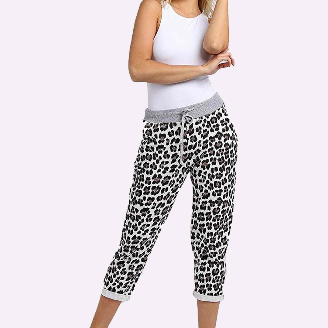 Italian Elastic Waist Printed Joggers