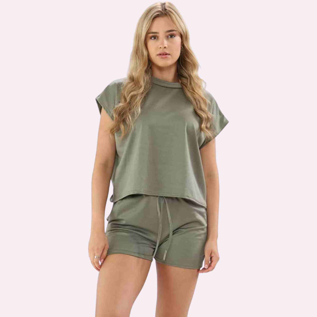 Short Sleeve Loungewear 2 Pc Top Bottoms Suit Set