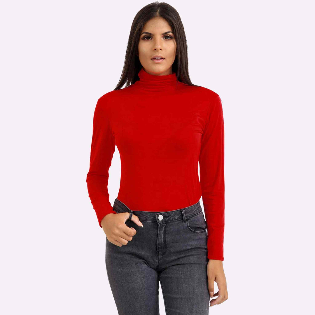 Plain Polo Neck Top