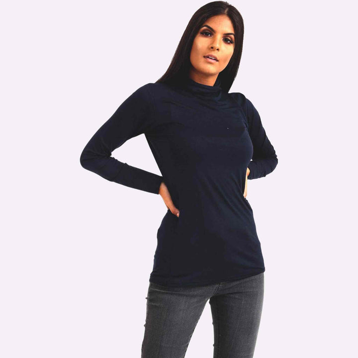 Plain Polo Neck Top