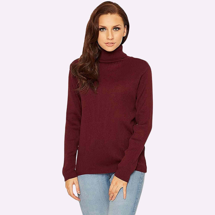 Ribbed Polo Neck Top