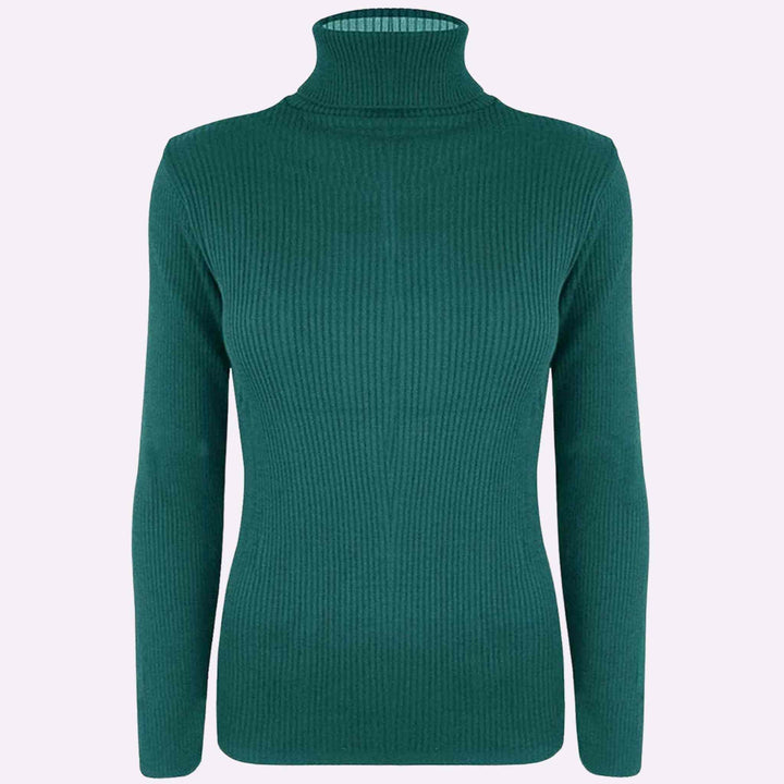 Ribbed Polo Neck Top