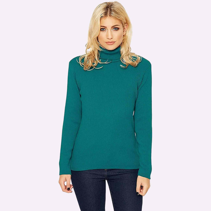 Ribbed Polo Neck Top