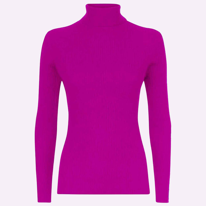 Ribbed Polo Neck Top