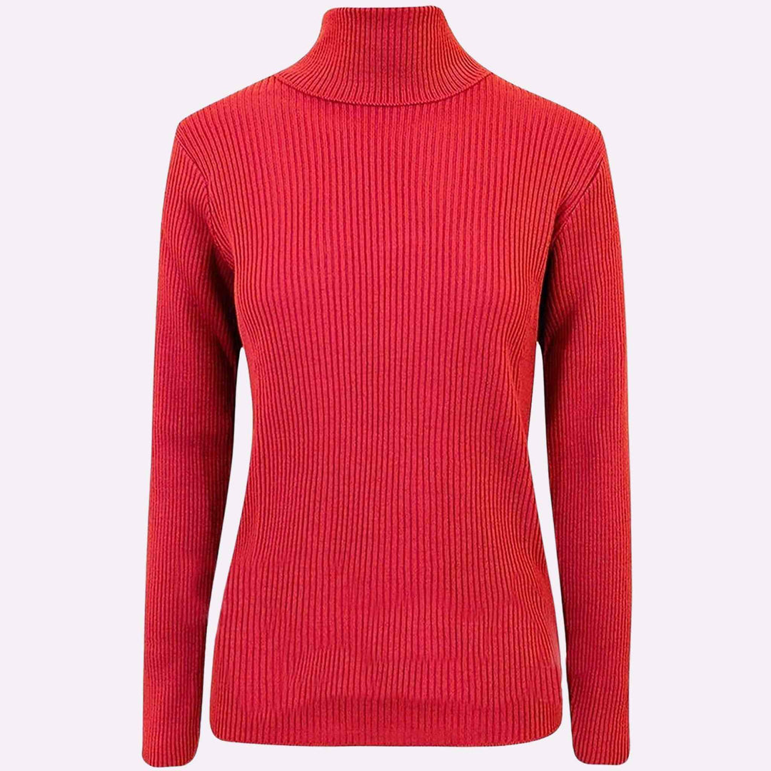 Ribbed Polo Neck Top