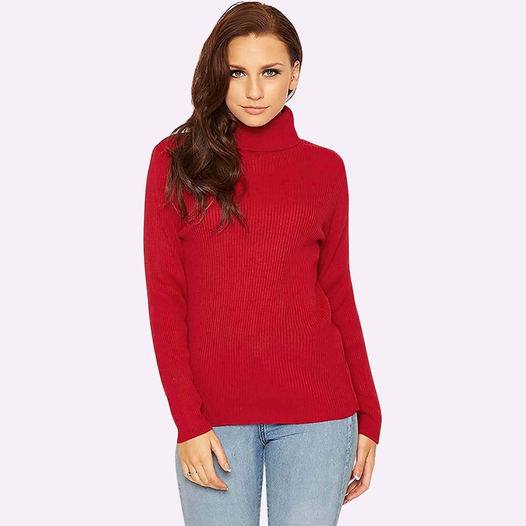 Ribbed Polo Neck Top