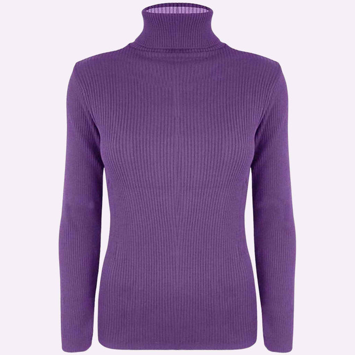 Ribbed Polo Neck Top