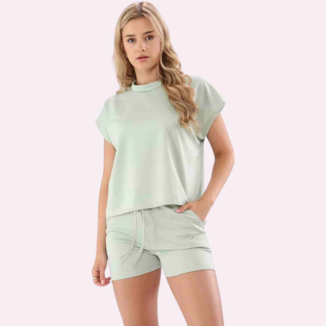 Short Sleeve Loungewear 2 Pc Top Bottoms Suit Set