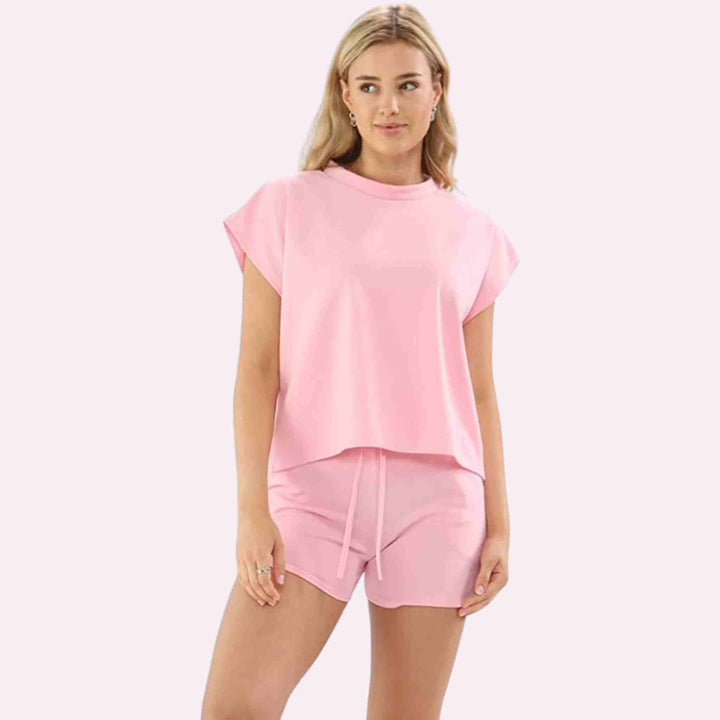 Short Sleeve Loungewear 2 Pc Top Bottoms Suit Set