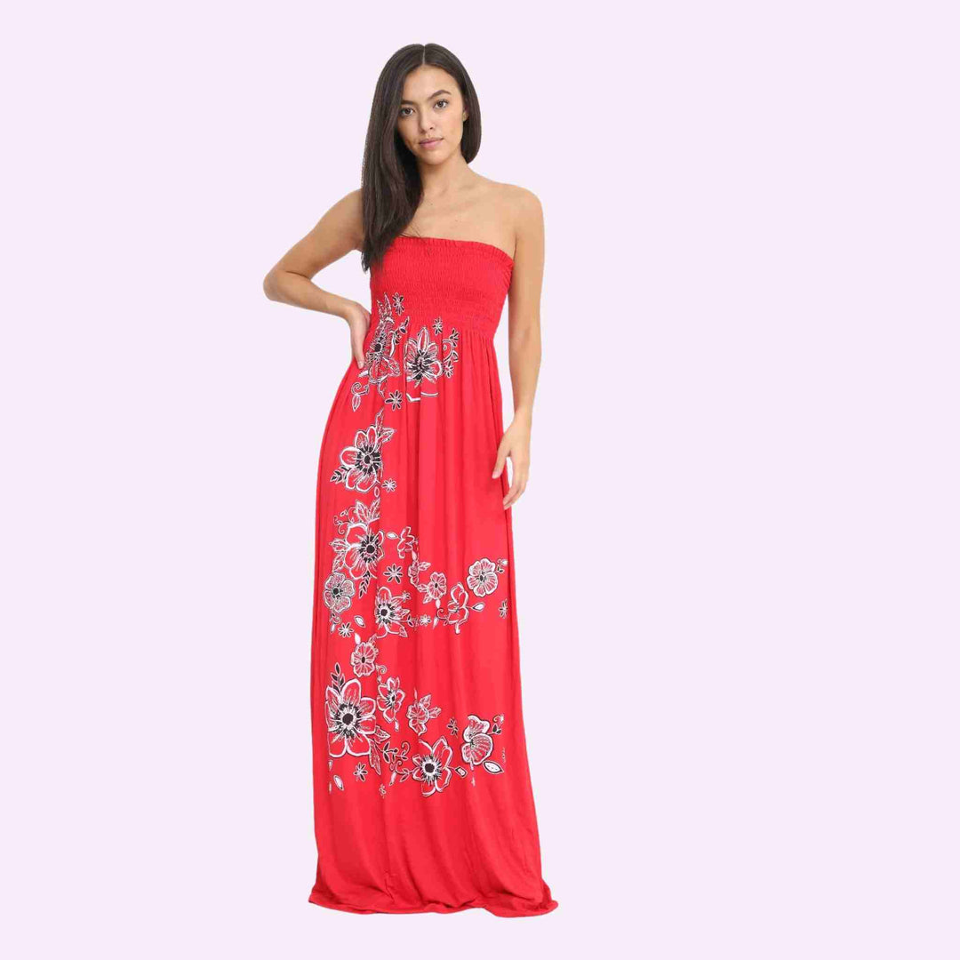 Chunky Flower Print Sheering Maxi