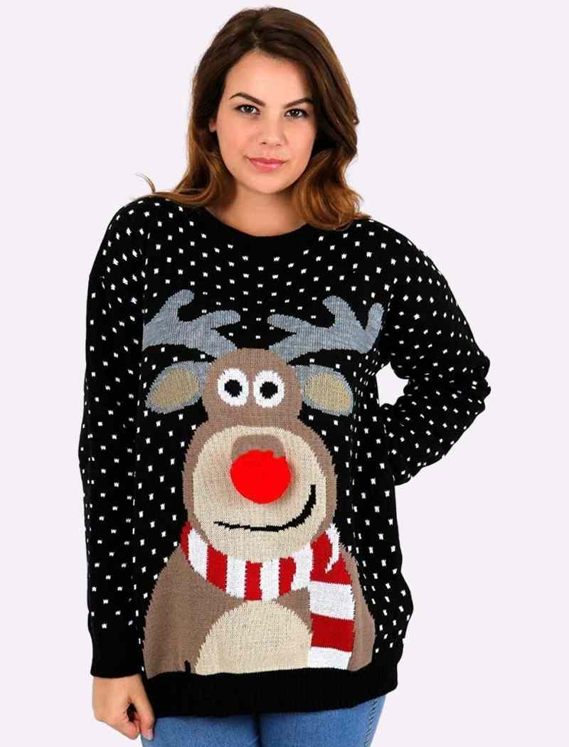 Rudolph Pom Pom 3D Nose Christmas Jumper