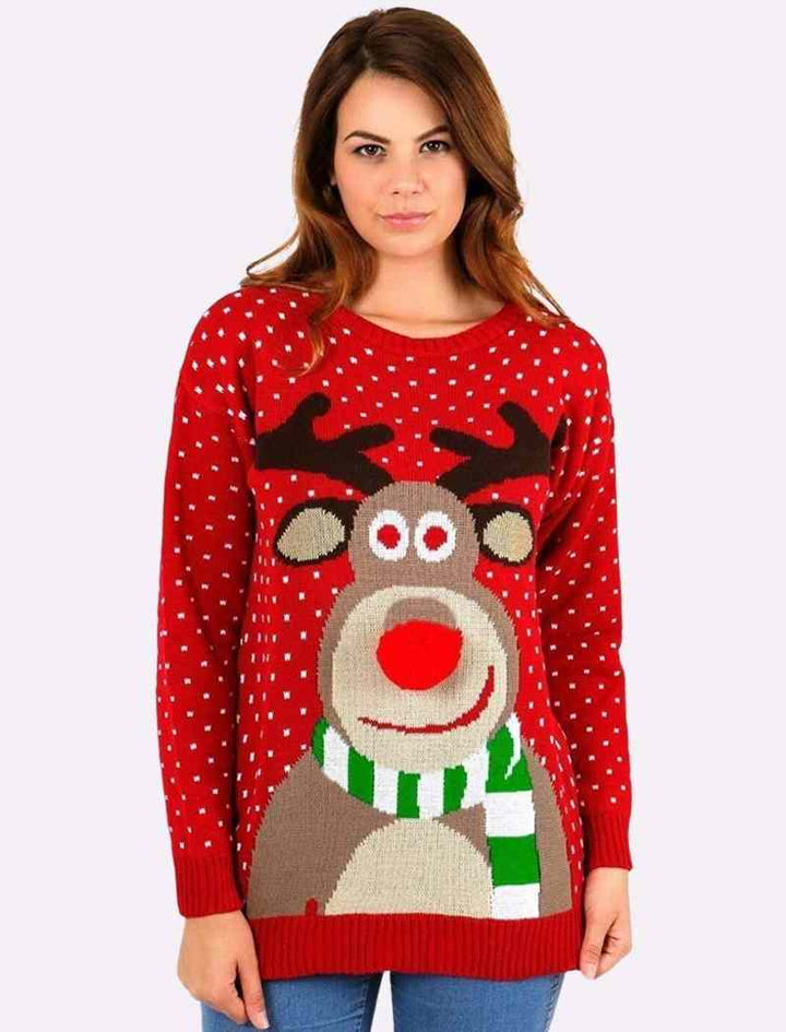 Rudolph Pom Pom 3D Nose Christmas Jumper